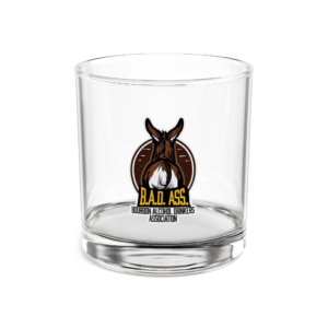 B.A.D. ASS 10oz Rocks Glass — Novelty Whiskey Tumbler with Donkey Logo